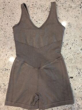 JoyLab Seamless Ribbed Unitard Romper Brown Taupe One Piece Activewear XS/S